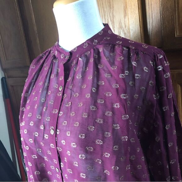 NWT Anthropologie Moulinette Soeurs Sheer Printed Long Sleeve Blouse - S - Picture 5 of 16